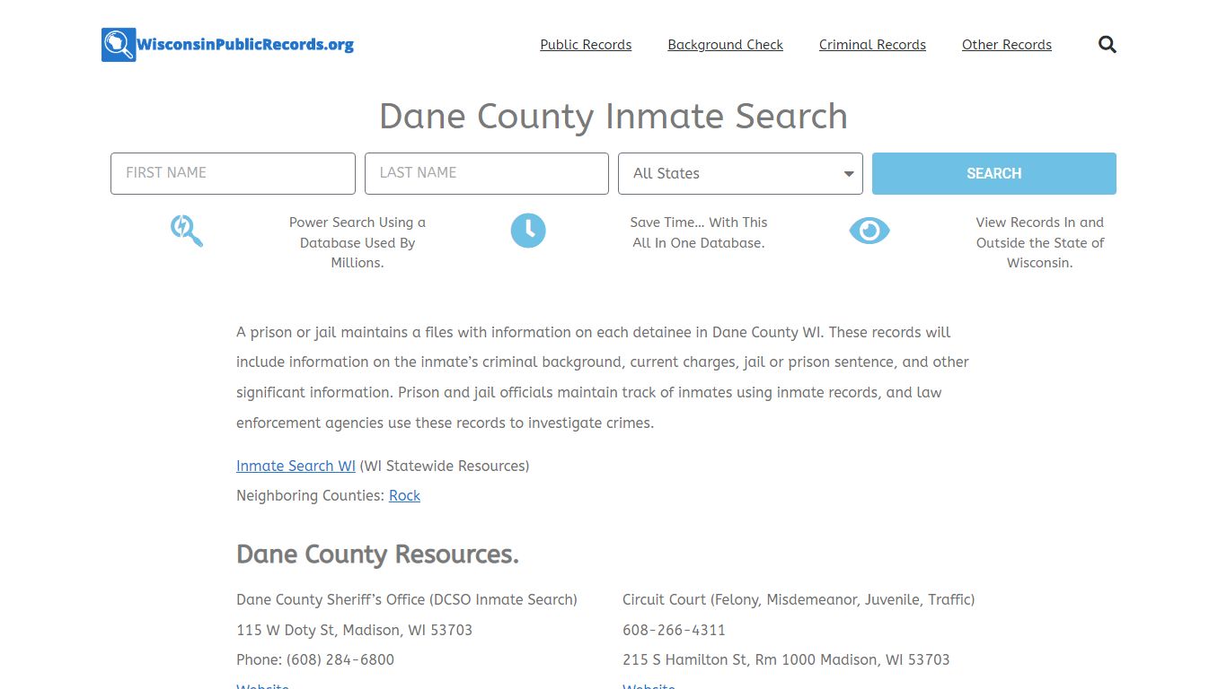 Dane County Inmate Search - DCSO Current & Past Jail Records