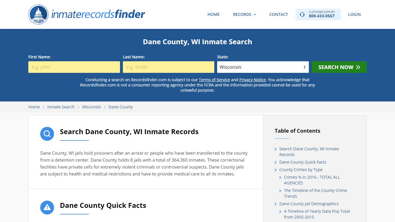 Dane County, WI Inmate Lookup & Jail Records Online - Recordsfinder.com